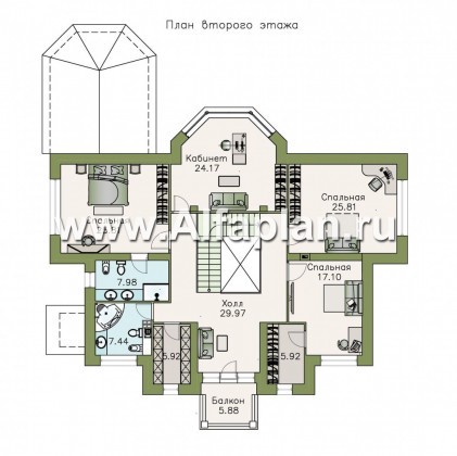 Проекты домов Альфаплан - «Воронцов» - комфортабельная вилла для большой семьи - превью плана проекта №2