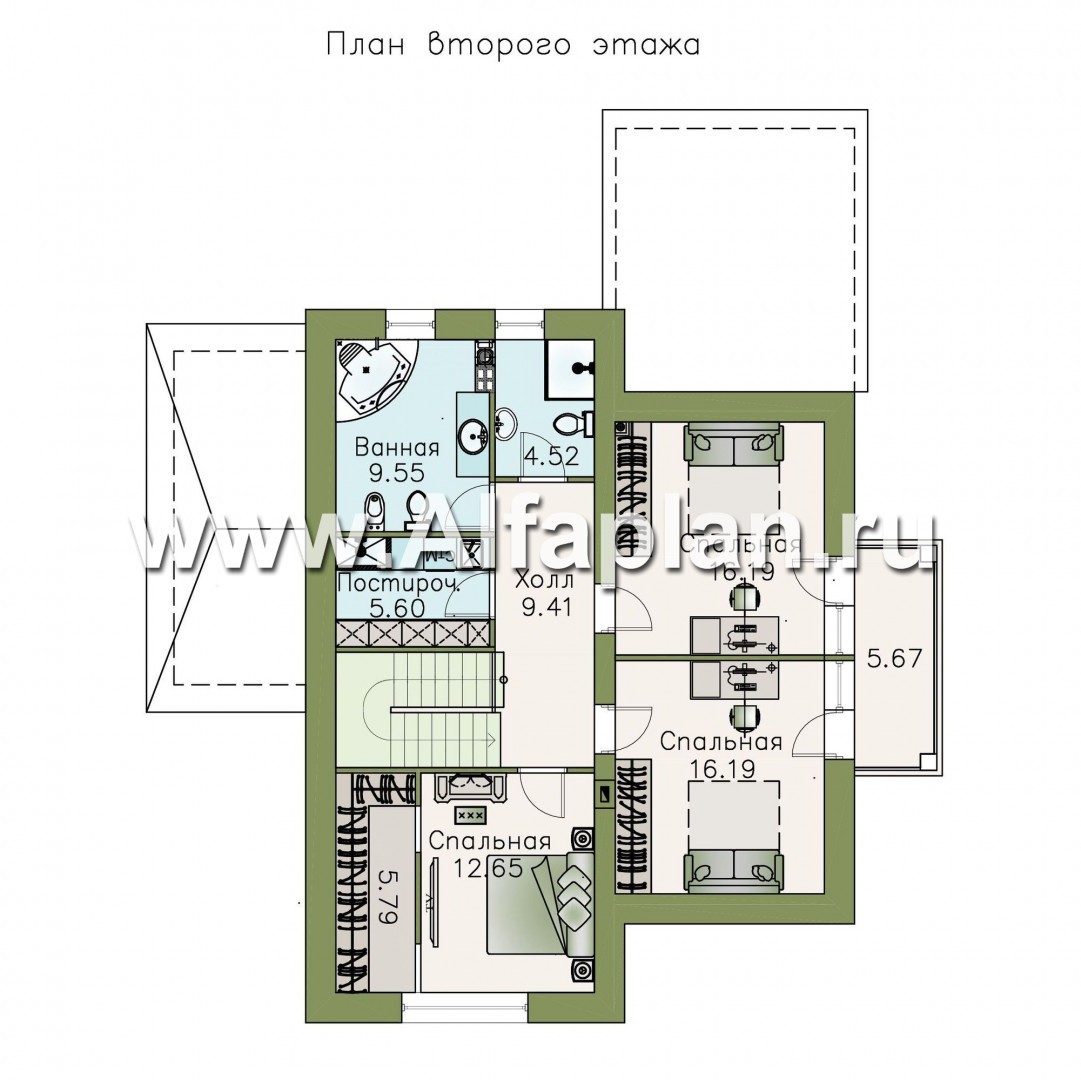 Проекты домов Альфаплан - «Золушка» - удобный и комфортный мансардный дом - план проекта №2