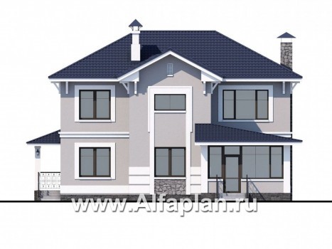 Проекты домов Альфаплан - «Семь ветров» - двухэтажный коттедж с комфортной планировкой - превью фасада №4