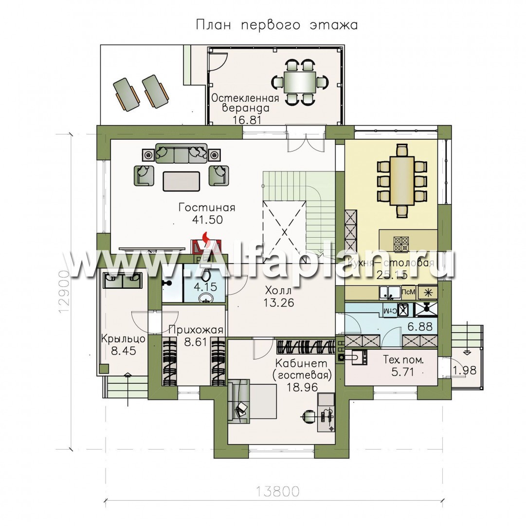 Проекты домов Альфаплан - «Диадема» - респектабельный коттедж в классическом стиле - план проекта №1