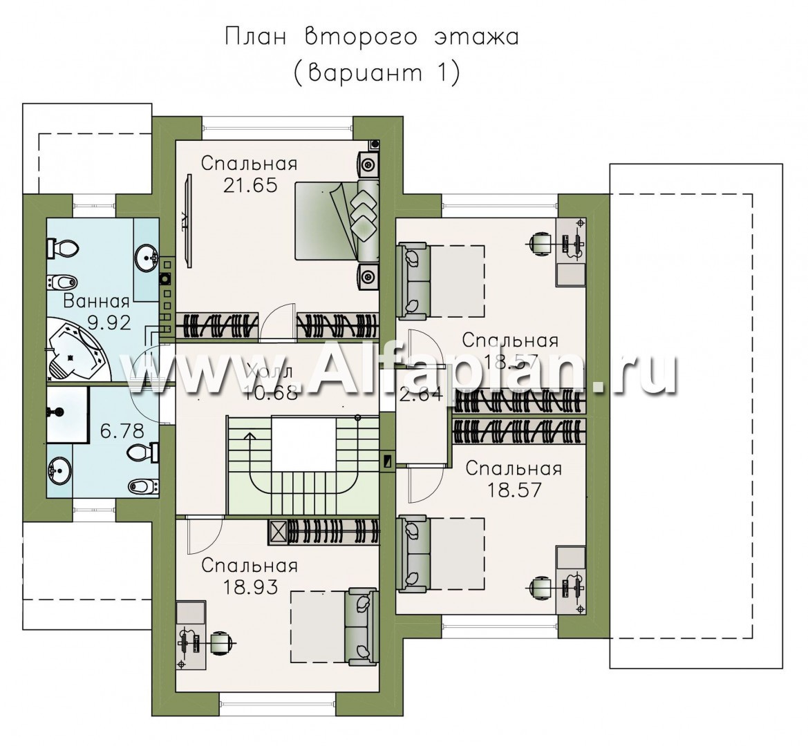 Проекты домов Альфаплан - «Патриций» - комфортабельный коттедж с большой верандой и террасой - изображение плана проекта №1
