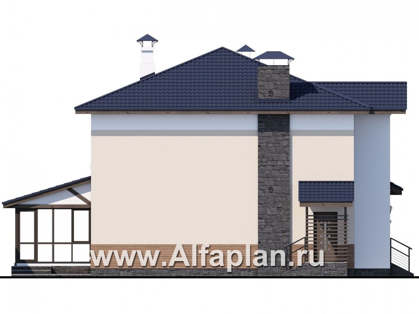 Проекты домов Альфаплан - «Преимущество» - современный удобный дом - изображение фасада №3