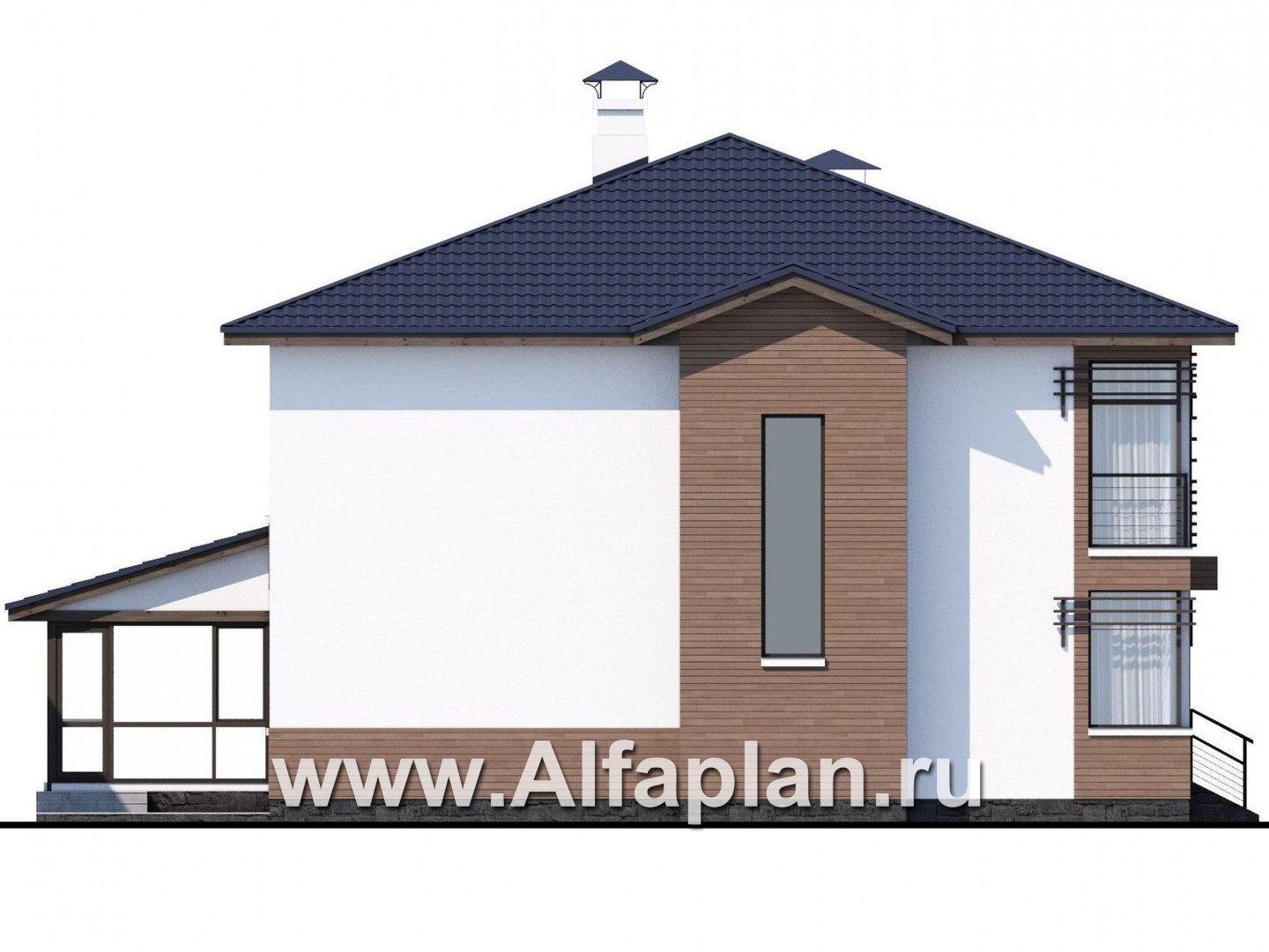 Проекты домов Альфаплан - «Выбор» - экономичный и комфортный современный дом - изображение фасада №3