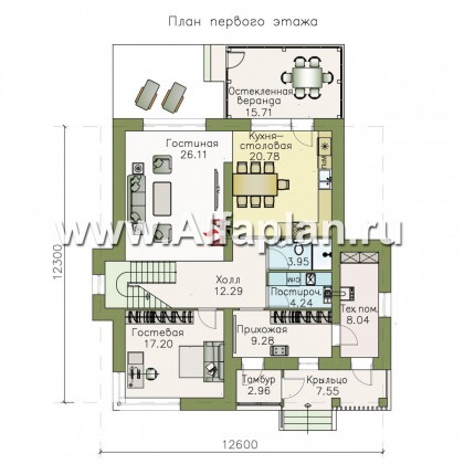 Проекты домов Альфаплан - «Выбор» - экономичный и комфортный современный дом - превью плана проекта №1