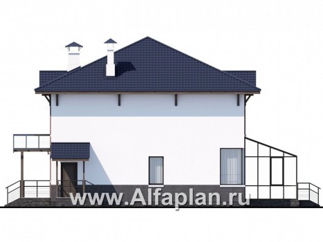 Проекты домов Альфаплан - «Четыре сезона» - современный дом с эффектной планировкой - превью фасада №2
