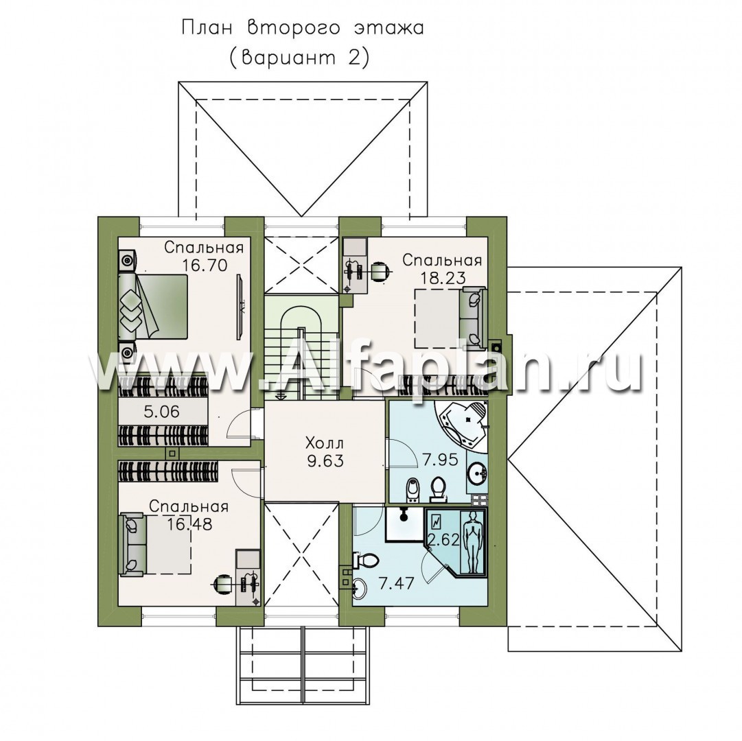 Проекты домов Альфаплан - «Четыре сезона» - современный дом с гаражом и эффектной гостиной - план проекта №3