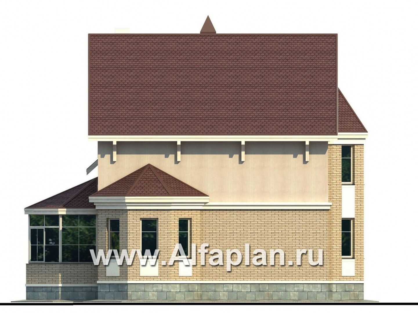 Проекты домов Альфаплан - «Успех» -двухэтажный дом  с верандой и эркером - изображение фасада №2