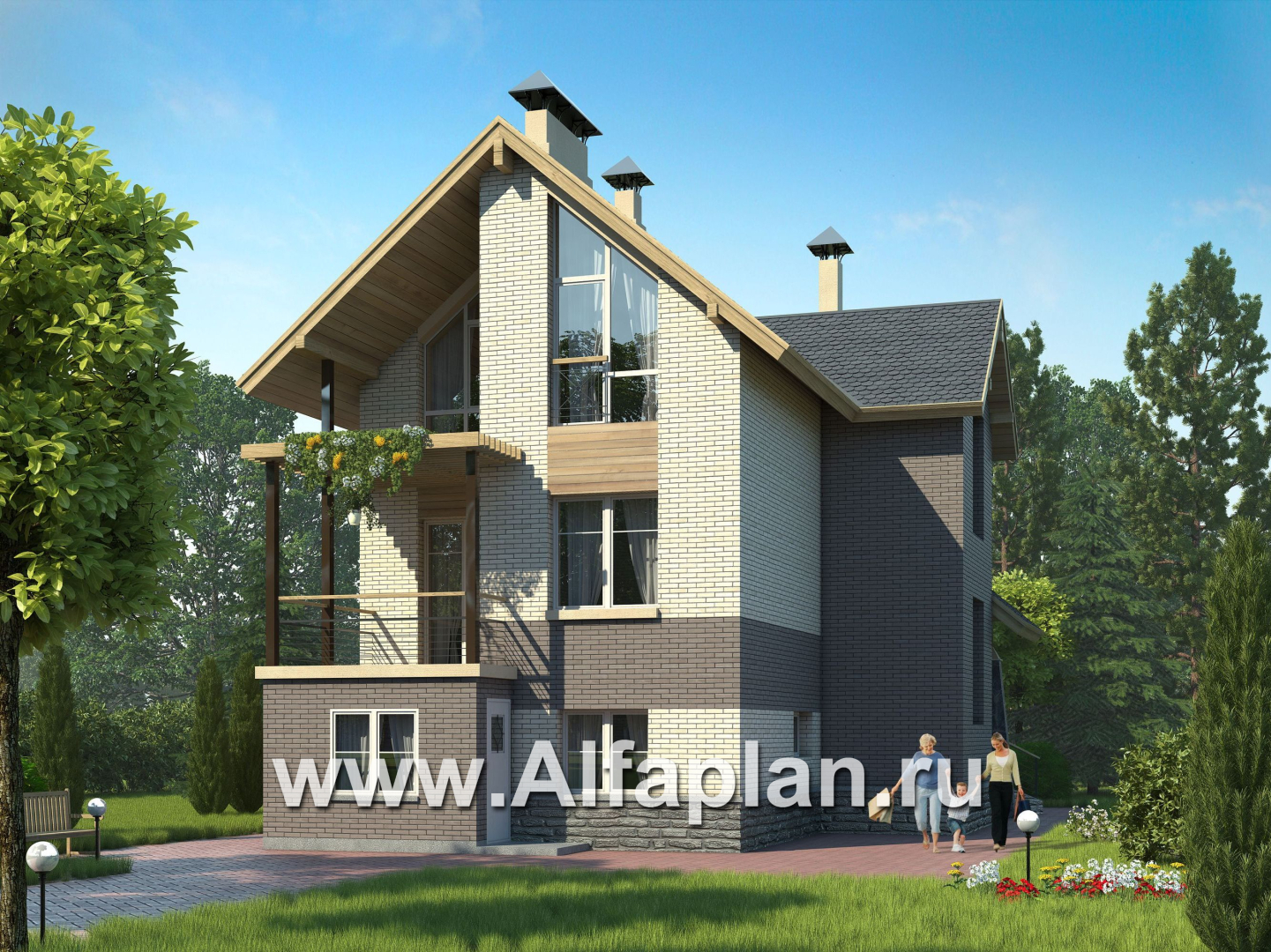 Проекты домов Альфаплан - «Эврика!» - удобный дом из блоков или кирпичей для маленького участка - дополнительное изображение №1