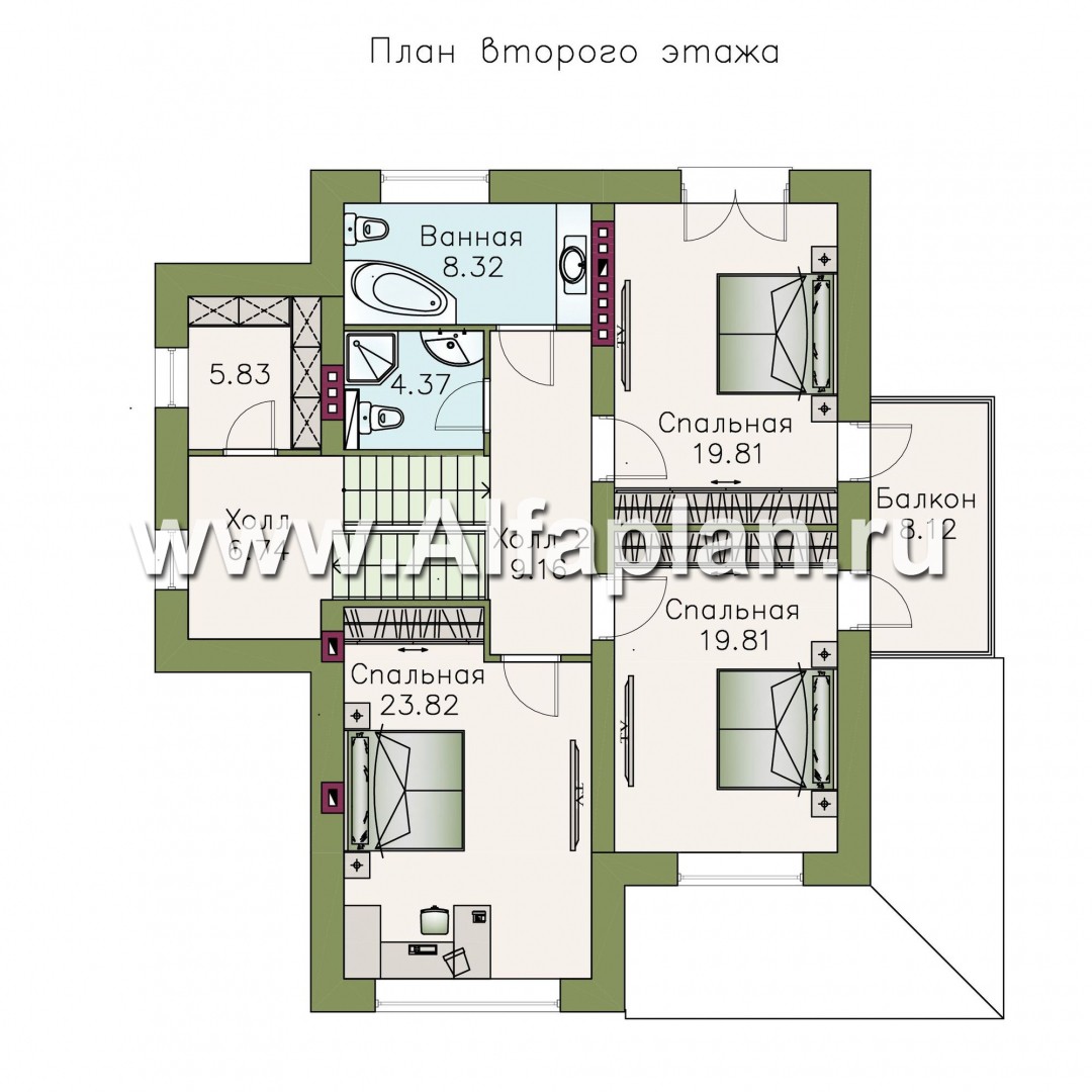 Проекты домов Альфаплан - «Светлые времена» - респектабельный особняк с большими окнами - изображение плана проекта №3