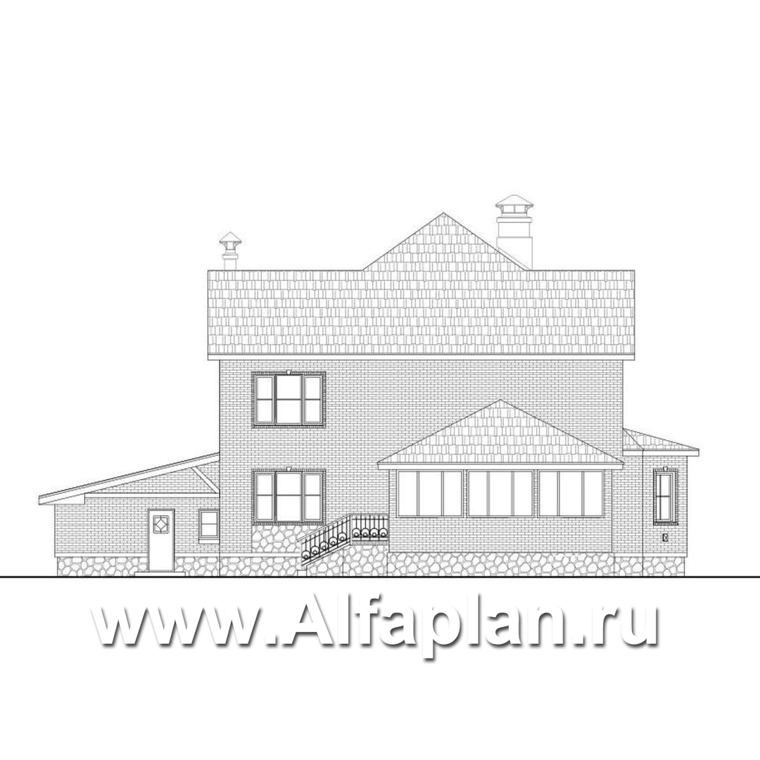 Проекты домов Альфаплан - «Амбиент» - респектабельный дом с гаражом на два автомобиля - изображение фасада №4