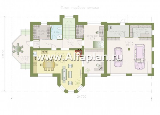 Проекты домов Альфаплан - «Ясная поляна» - удобный коттедж для большой семьи - превью плана проекта №1