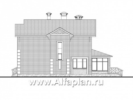 Проекты домов Альфаплан - «Традиция» - комфортабельный коттедж с гаражом на два автомобиля - превью фасада №2