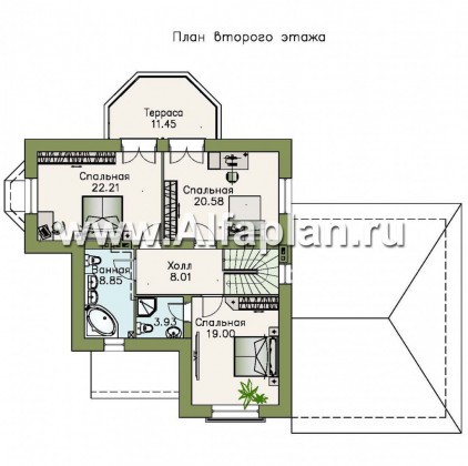 Проекты домов Альфаплан - «Приорат»- элегантный проект коттеджа - превью плана проекта №2