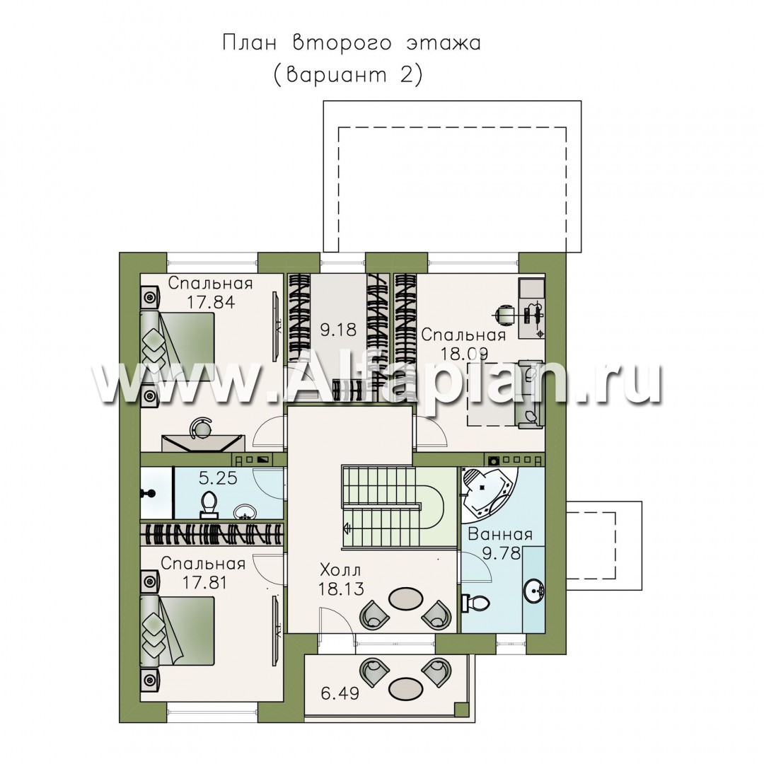 Проекты домов Альфаплан - «Седьмая высота» - комфортабельный дом с большой гостиной - изображение плана проекта №3