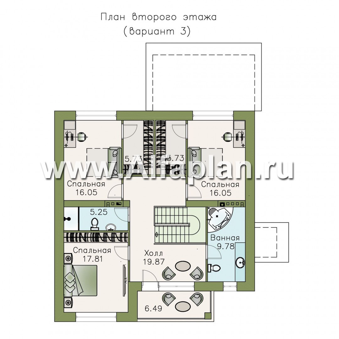 Проекты домов Альфаплан - «Седьмая высота» - комфортабельный дом с большой гостиной - план проекта №4