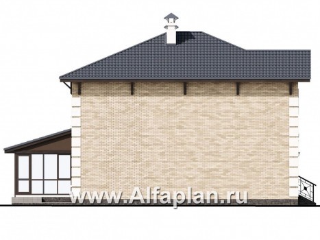 Проекты домов Альфаплан - «Седьмая высота» - комфортабельный дом с большой гостиной - превью фасада №3