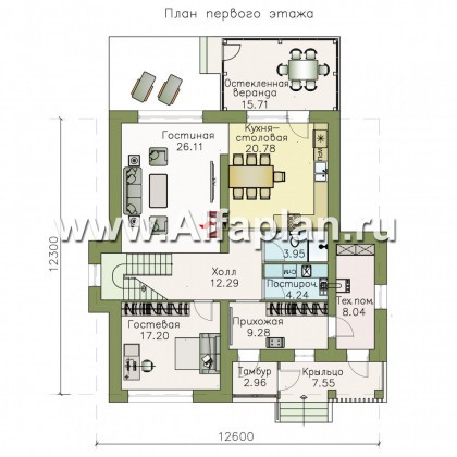 Проекты домов Альфаплан - «Выбор» - экономичный и комфортный современный дом - превью плана проекта №1