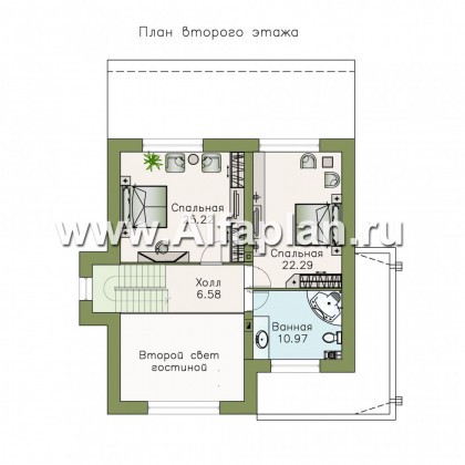 Проекты домов Альфаплан - «Пристань» - проект дома с плоской эксплуатируемой кровлей - превью плана проекта №2