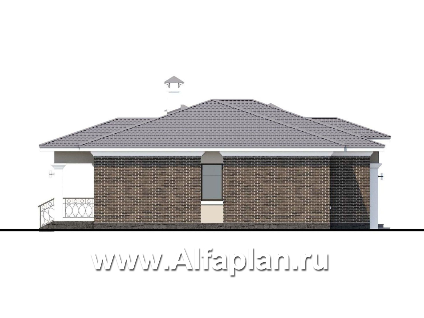Проекты домов Альфаплан - «Жасмин» - одноэтажный дом с гаражом в классическом стиле - изображение фасада №3