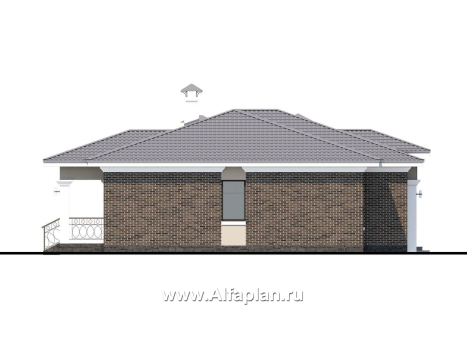 Проекты домов Альфаплан - «Жасмин» - одноэтажный дом с гаражом в классическом стиле - превью фасада №3
