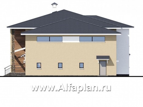 Проекты домов Альфаплан - «Семь звезд» — современный особняк с большим гаражом - превью фасада №2