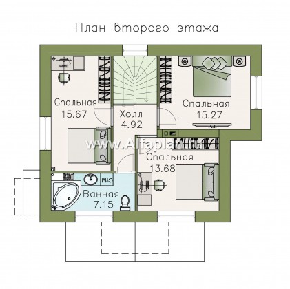 Проекты домов Альфаплан - «Улыбка» - компактный загородный дом - превью плана проекта №2