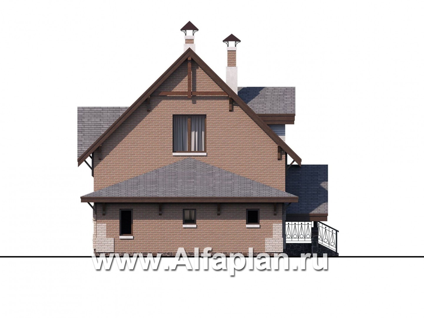 Проекты домов Альфаплан - «Улыбка» - компактный загородный дом с гаражом - изображение фасада №3