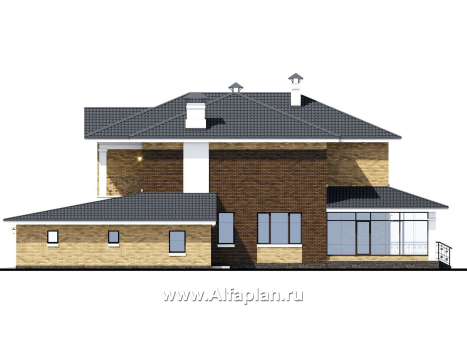 Проекты домов Альфаплан - «Граф Орлов» - классический комфортабельный коттедж с гаражом - превью фасада №2