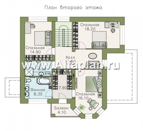 Проекты домов Альфаплан - «Статус» - современный комфортный дом с террасой - превью плана проекта №3