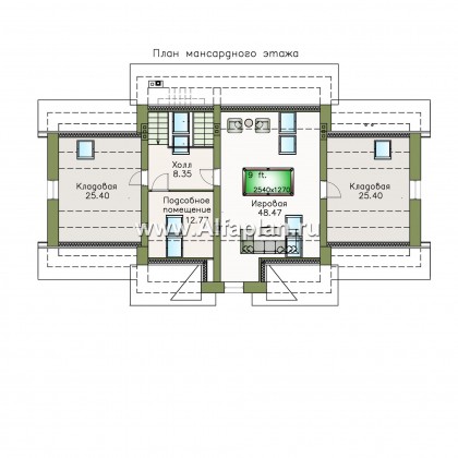 Проекты домов Альфаплан - «Богема» — эксклюзивное классическое поместье с бассейном - превью плана проекта №3