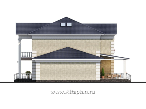 Проекты домов Альфаплан - Вилла в классическом стиле с бассейном - превью фасада №2