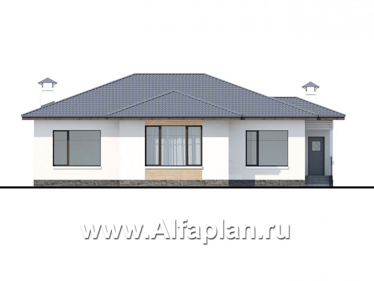Проекты домов Альфаплан - «Калипсо» - комфортабельный одноэтажный дом - изображение фасада №4