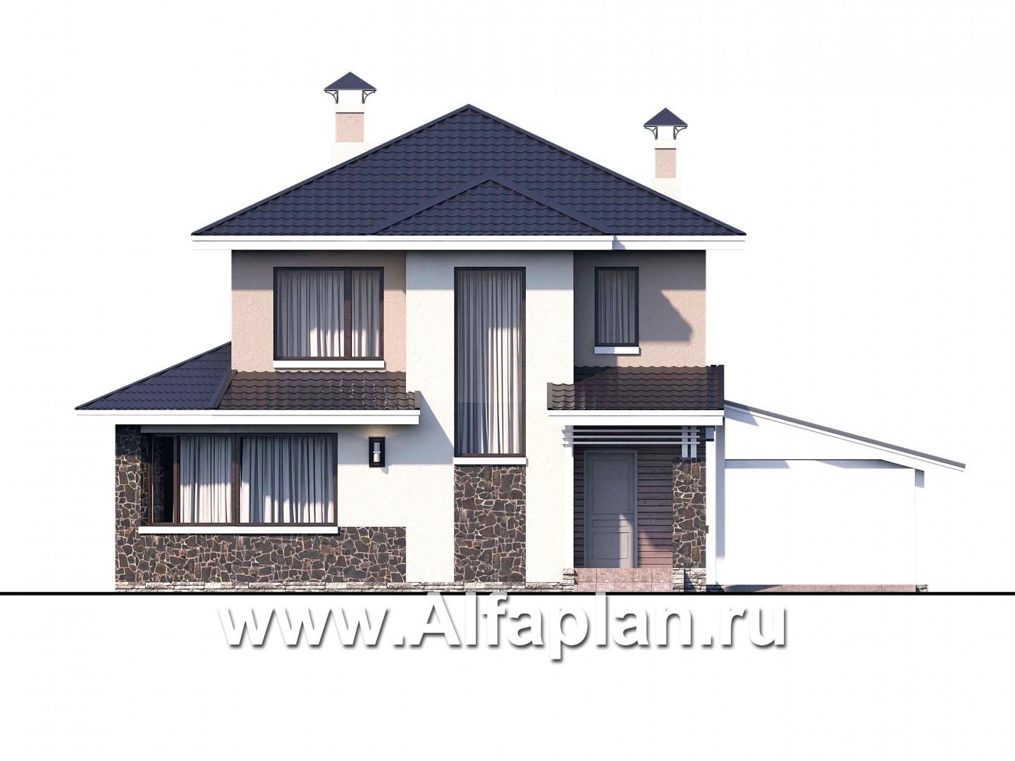 Проекты домов Альфаплан - «Сердцеед» - оригинальный и компактный коттедж --навесом - изображение фасада №1