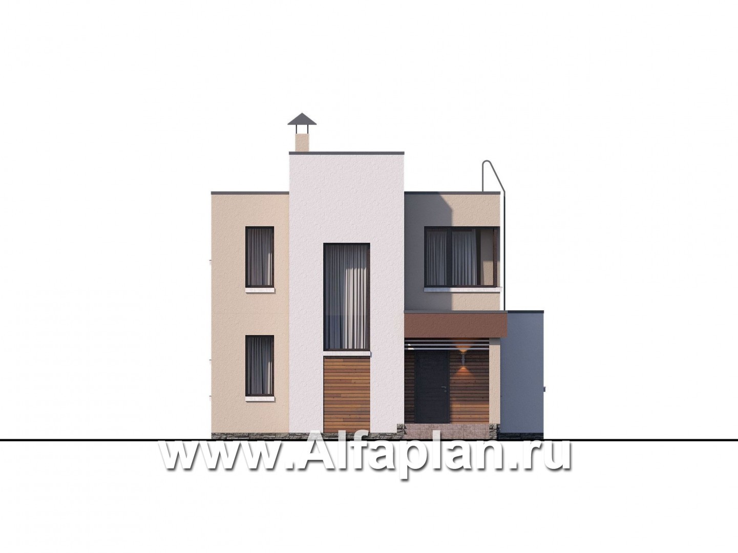Проекты домов Альфаплан - «Рациональ» - компактный коттедж с плоской кровлей - изображение фасада №1
