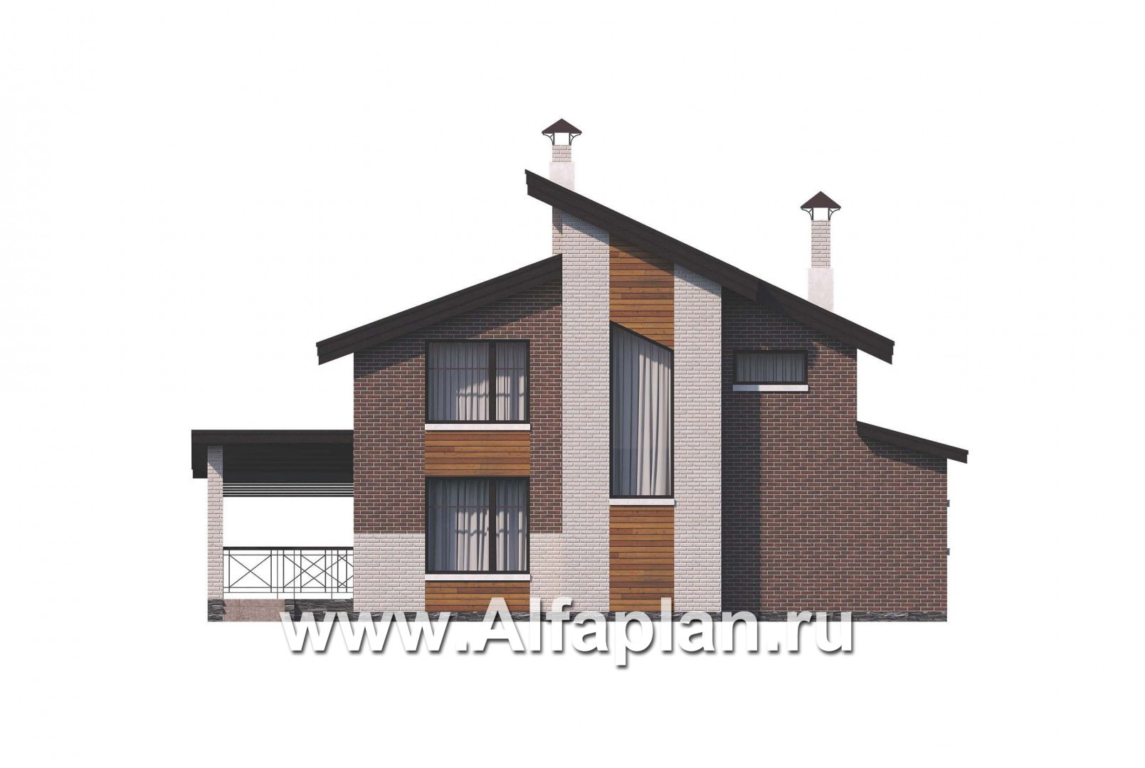 Проекты домов Альфаплан - 792А «Стимул» - проект стильного двухэтажного дома - изображение фасада №4