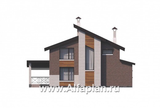 Проекты домов Альфаплан - 792А «Стимул» - проект стильного двухэтажного дома - превью фасада №4