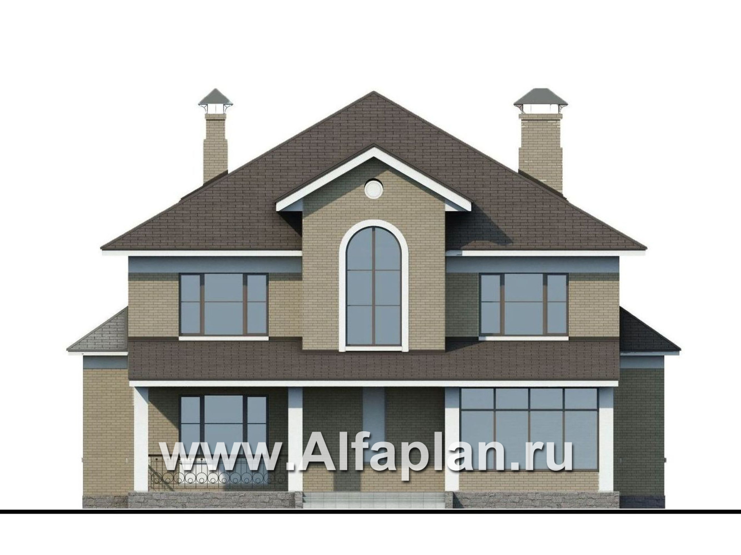 Проекты домов Альфаплан - «Рюрик» - солидный дом из газобетона для солидной семьи - изображение фасада №4