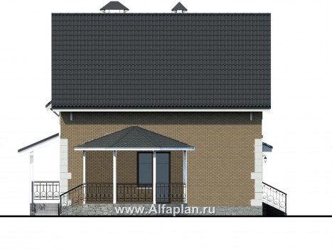 Проекты домов Альфаплан - Дом из газобетона «Оптима» с навесом и террасой - превью фасада №3