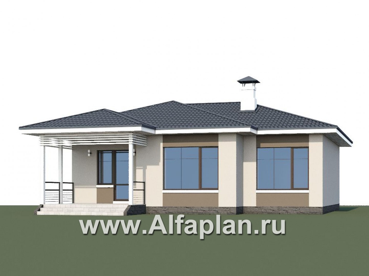 Проекты домов Альфаплан - «Бирюса» - проект одноэтажного коттеджа для небольшой семьи - дополнительное изображение №1