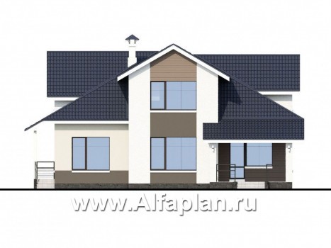 Проекты домов Альфаплан - «Кластер Персея» - дом с двумя жилыми комнатами на 1 эт и с мансардой - превью фасада №4