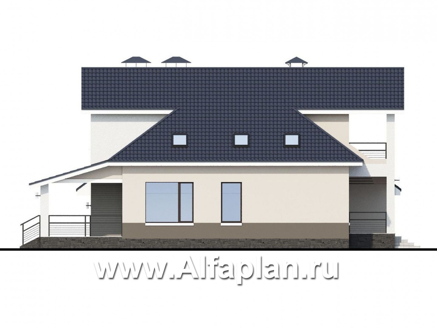 Проекты домов Альфаплан - «Кластер Персея» - современный мансардный дом с гаражом - изображение фасада №3