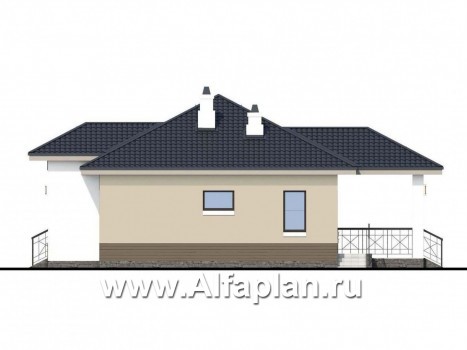 Проекты домов Альфаплан - «Княженика» - экономичный одноэтажный дом с навесом для машины - превью фасада №2