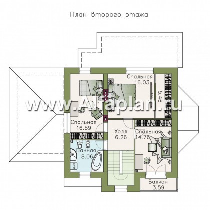 Проекты домов Альфаплан - «Pro vita» - компактный дом с удобной планировкой - превью плана проекта №2