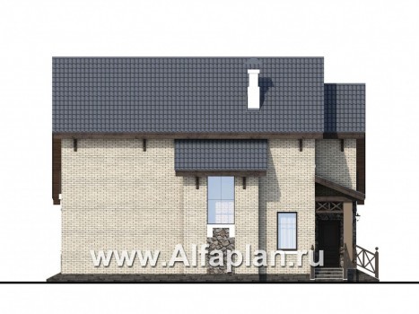 Проекты домов Альфаплан - «Простор» - компактный кирпичный дом с просторной гостиной - превью фасада №3