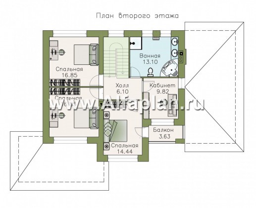 Проекты домов Альфаплан - «Летний вечер» - современный двухэтажный коттедж с гаражом и верандой - превью плана проекта №2