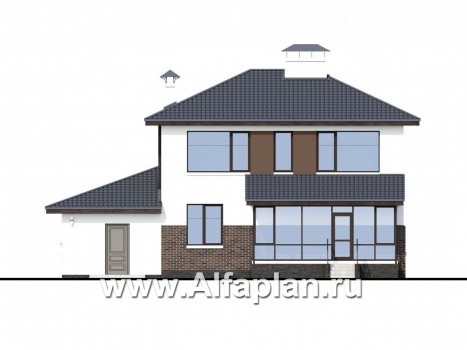 Проекты домов Альфаплан - «Орбита» - современный и удобный, компактный дом - превью фасада №4