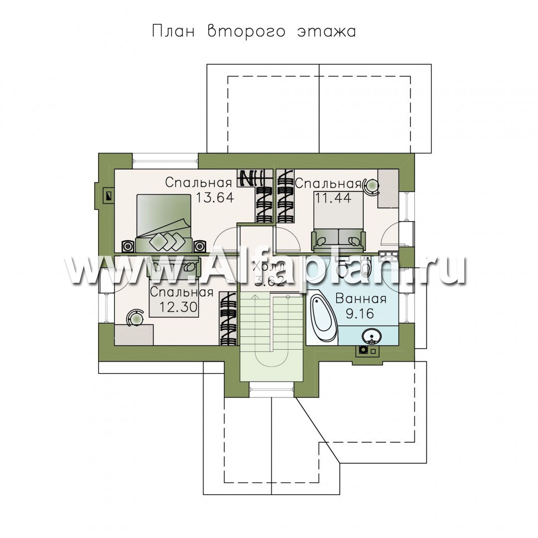 Проекты домов Альфаплан - «Берег» - современный компактный коттедж с гаражом в цоколе - изображение плана проекта №3