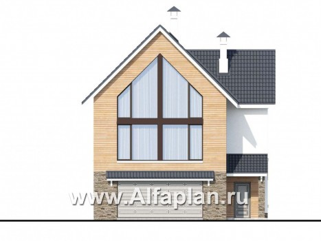 Проекты домов Альфаплан - «Сапфир» - трехэтажный дом с большим гаражом для маленького участка - превью фасада №1