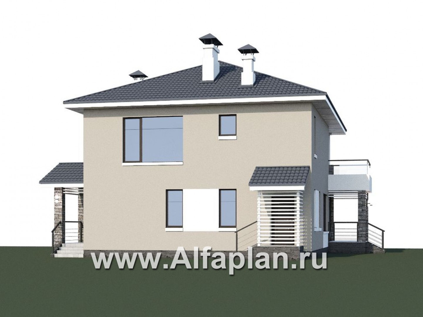 Проекты домов Альфаплан - «Belissimo» - современный двухэтажный дом с удобной верандой - дополнительное изображение №1