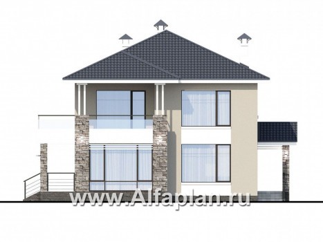 Проекты домов Альфаплан - «Belissimo» - современный двухэтажный дом с удобной верандой - превью фасада №1